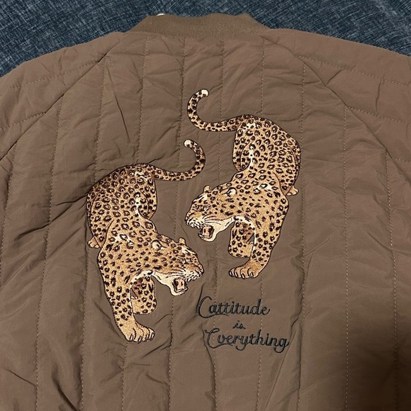 Konges Slojd juno bomber jacket - Walnut 5-6Y Embroidered Leopard - Picture 5 of 6